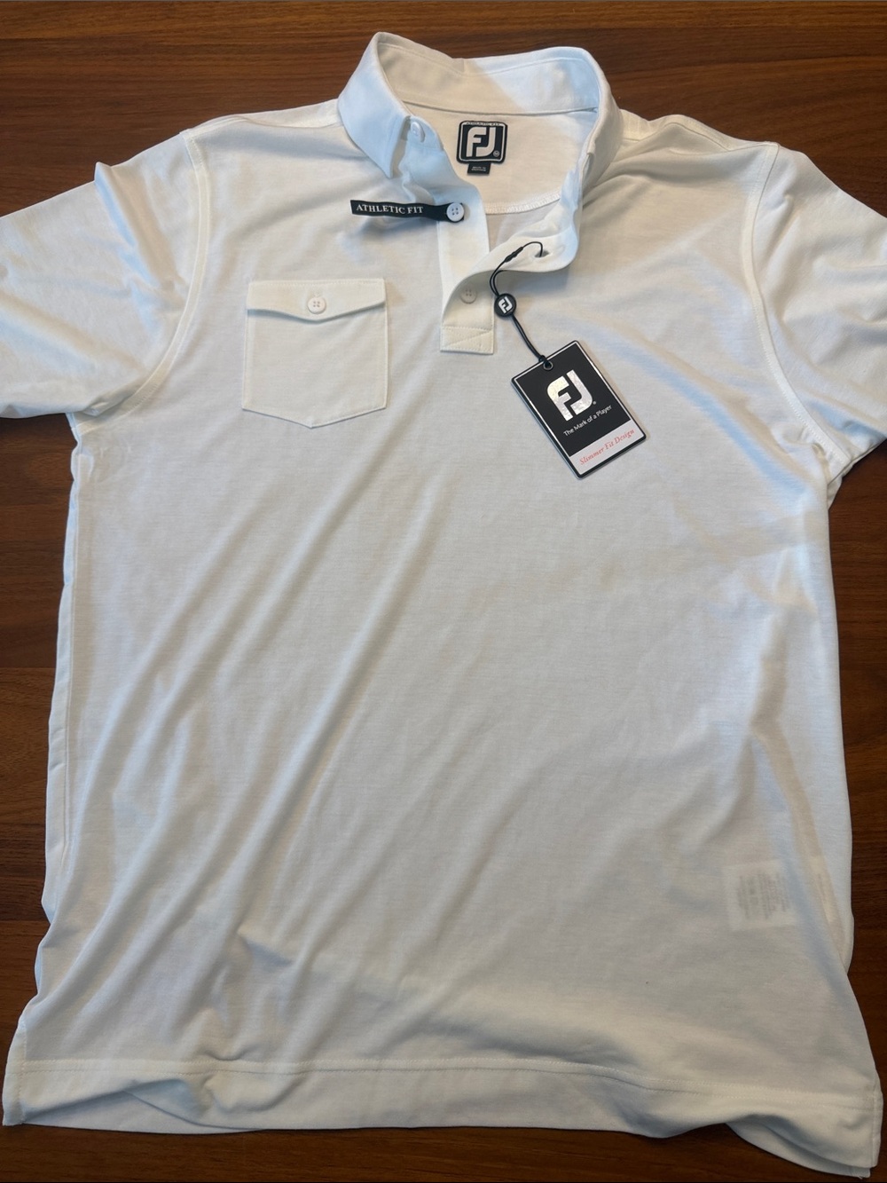 FootJoy White Men's Athletic-Fit Polo with Chest Pocket